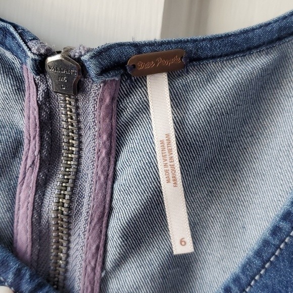 NWT FREE PEOPLE ALEX DENIM DRESS JUMPER SIZE 6 DARK WASH STRETCH STYLE F… - Picture 3 of 15